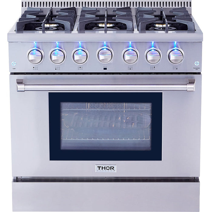 Thor Kitchen 36" Professional Liquid Propane Gas Range in Stainless Steel HRG3618ULP