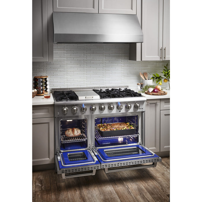 Thor Kitchen 48"Professional Dual Fuel Gas Range in Stainless Steel HRD4803U