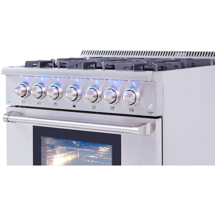 Thor Kitchen 36" Professional Dual Fuel Liquid Propane Gas Range in Stainless Steel HRD3606ULP