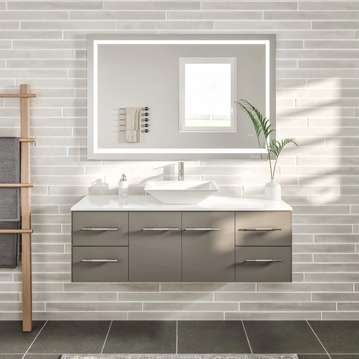 Totti Wave 48" Gray Modern Bathroom Vanity with Super White Man-Made Stone Top & Sink-EVVN147-48GR