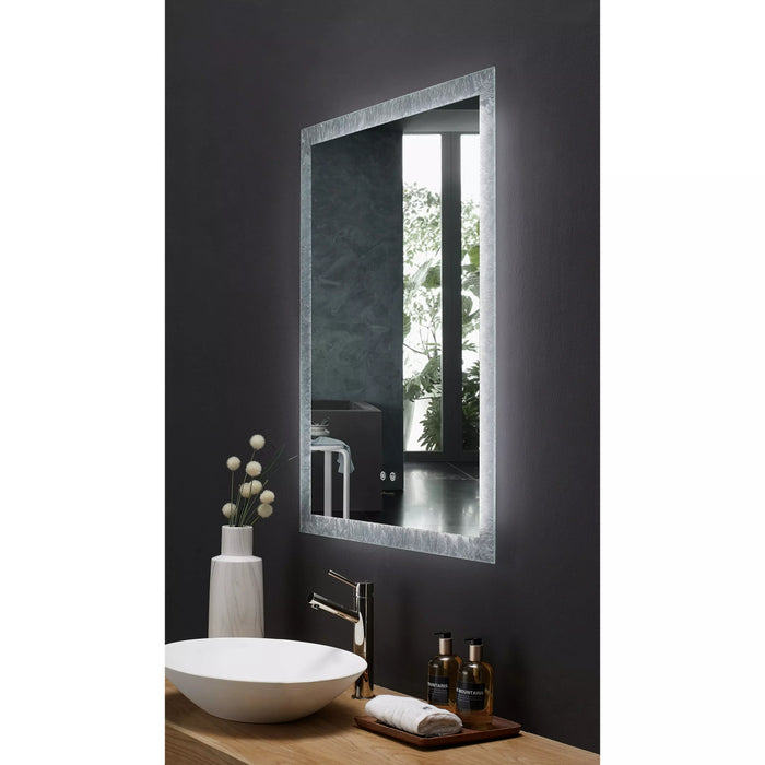 Ancerre 24" Frysta Led Frameless Rectangular Mirror Lighted Bathroom Vanity With Dimmer and Defogger
