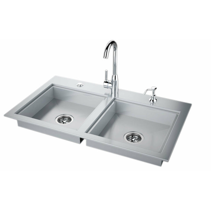 Sunstone 37" ADA Compliant Double Sink with Covers & Hot/Cold Faucet ADASK37