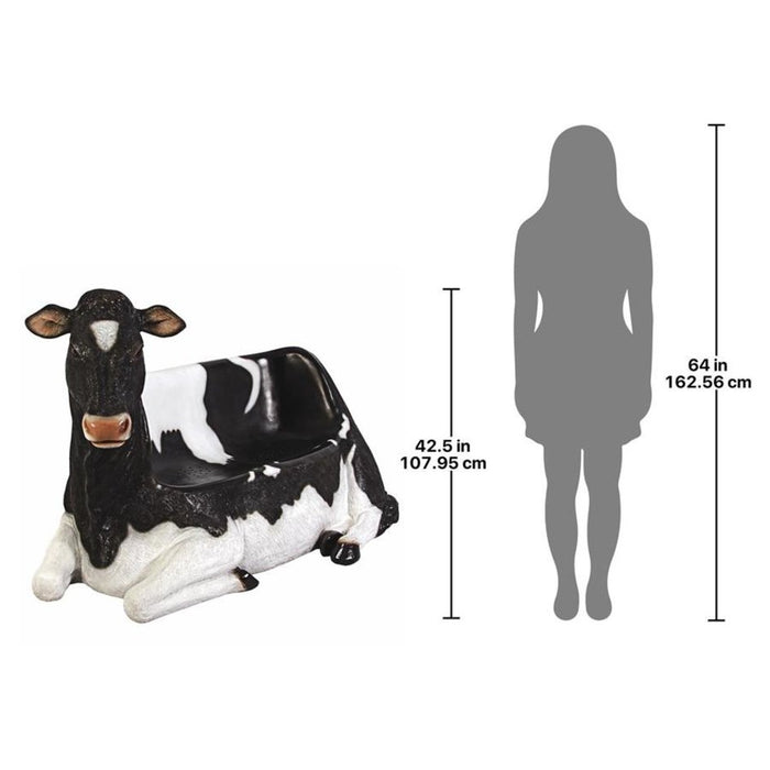 Design Toscano Cowch Holstein Cow Photo Op Sculptural Bench NE120020