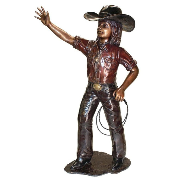 design-toscano-rodeo-dreams-cowgirl-cast-bronze-garden-statue-pb1052
