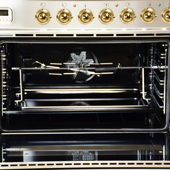 Hallman 36'' Single Oven Duel Fuel Italian Range, Brass Trim in Stainless-steel HDFR36BSSS