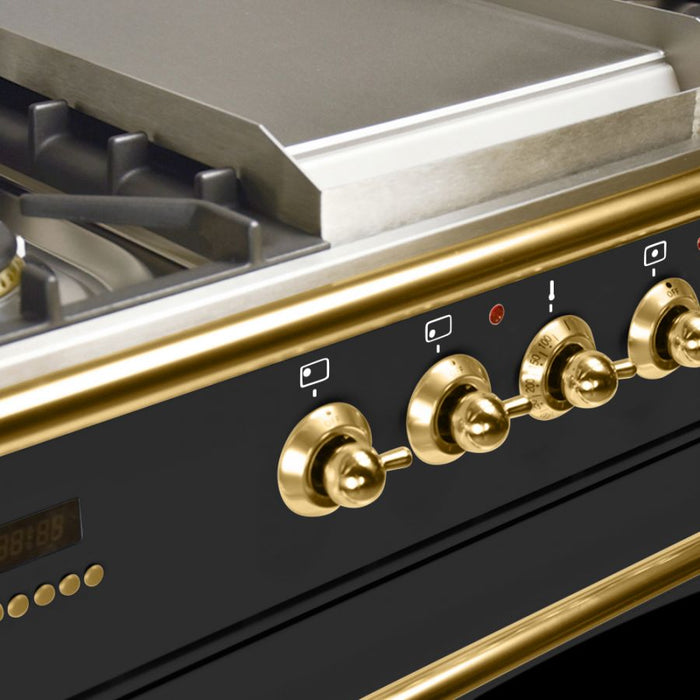 Hallman 36'' Single Oven All Gas Italian Range, Brass Trim in Matte Graphite HGR36BSMG