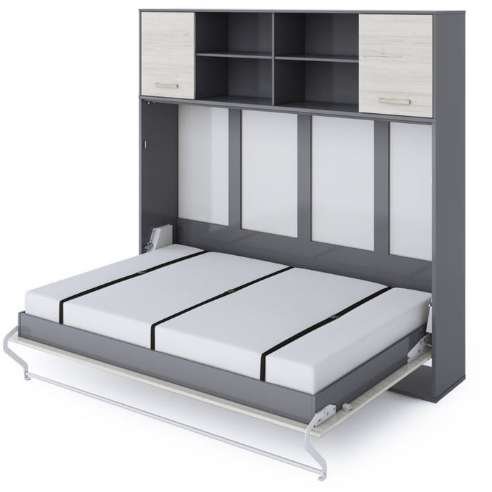 Maxima House Invento Murphy Bed Horizontal Wall Bed European Full Size with Cabinets on Top IN120H-12W