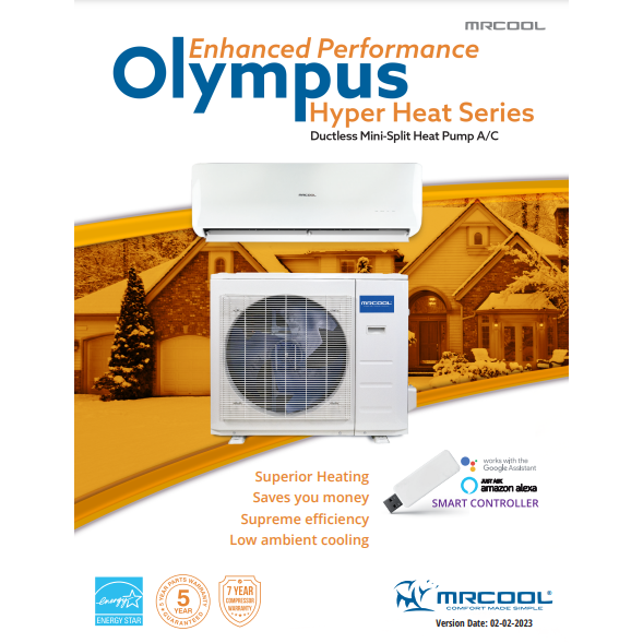 MRCOOL Olympus Hyper Heat 12,000 BTU 1 Ton Ductless Mini Split Air Conditioner and Heat Pump Condenser- 230V/60Hz O-HH-12-HP-C-230