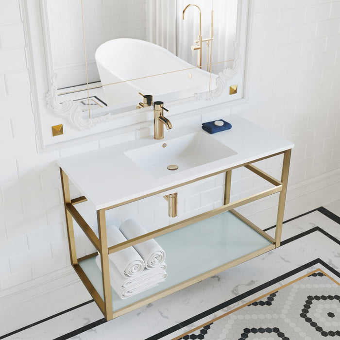 Swiss Madison Pierre 36" Single, Open Shelf, Gold Metal Frame Bathroom Vanity - SM-BV553G