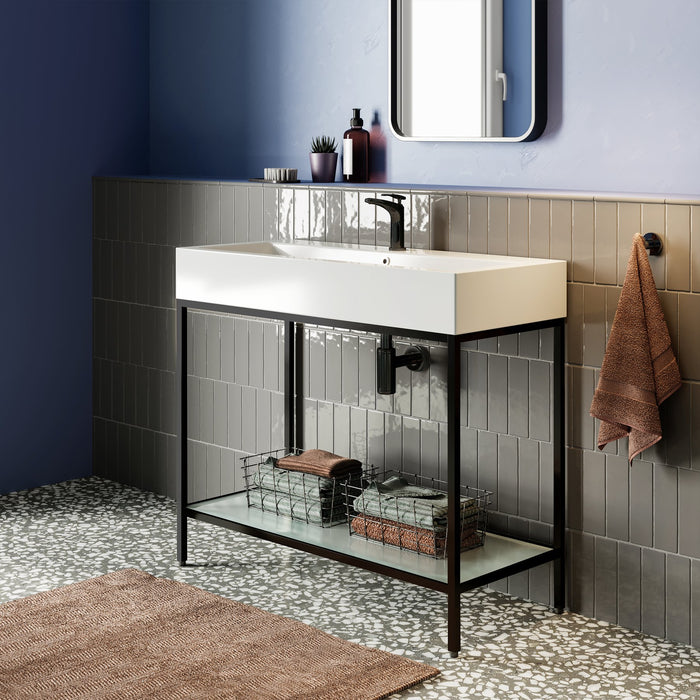 Swiss Madison Pierre 40" Single, Freestanding, Open Shelf, Chrome Metal Frame Bathroom Vanity - SM-BV73C