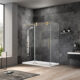 Vinnova Villena 60" W x 78" H Rectangle Single Sliding Frameless Shower Enclosure in Brushed Gold 312060+36P-BG - Image 2