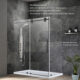 Vinnova Villena 52" W x 78" H Rectangle Single Sliding Frameless Shower Enclosure in Matt Black 312052+36P-MB - Image 2
