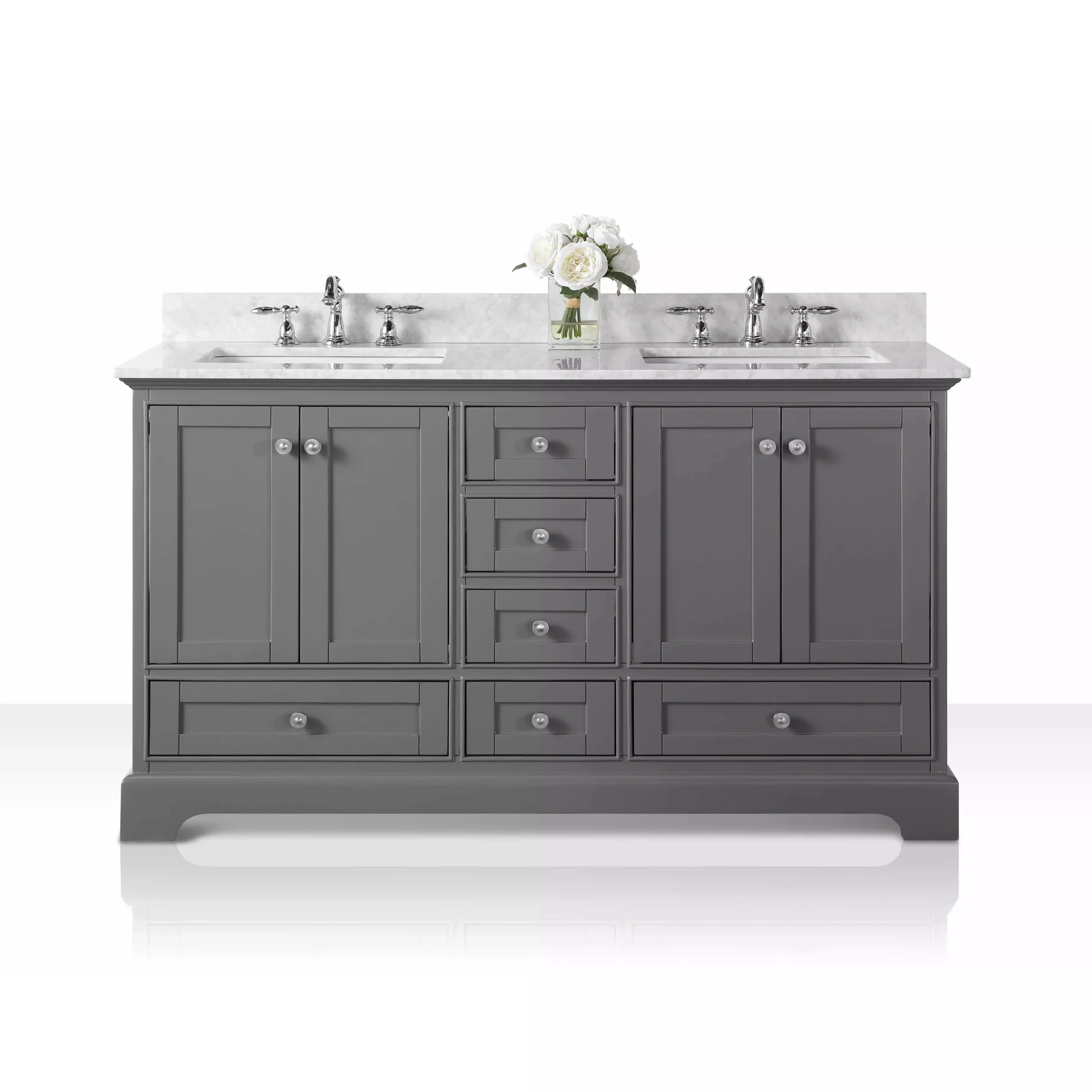 images Ancerre Audrey 60" Bathroom Vanity Set in Sapphire Gray with 24" Mirror VTSM-AUDREY-60-SG-CW - Image 1