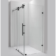 Vinnova Villena 60" W x 78" H Rectangle Single Sliding Frameless Shower Enclosure in Matt Black 312060+36P-MB