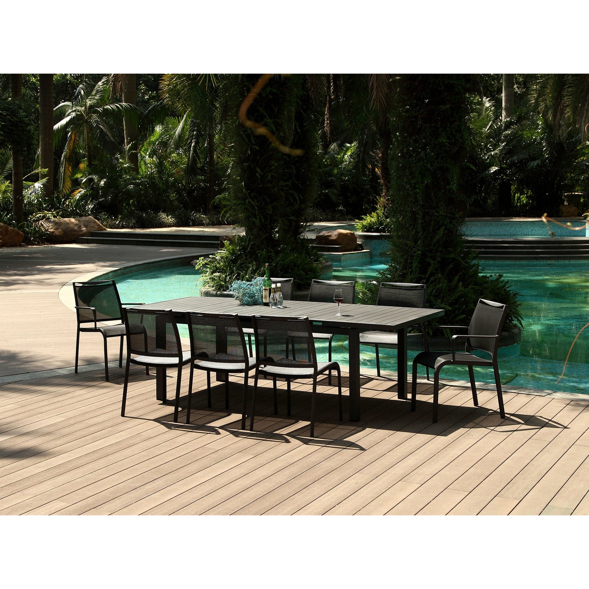 images Whiteline Modern Living - Alum Outdoor Extendable Dining Table DT1567-GRY - Image 1