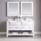 Altair Georgia 60" Double Bathroom Vanity Set in White and Composite Carrara White Stone Top with White Farmhouse Basin with Mirror  537060-WH-AW