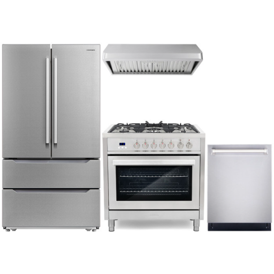 images Cosmo 4 Piece, 36" Range 36" Range Hood 24" Dishwasher & Refrigerator COS-4PKG-221 - Image 1