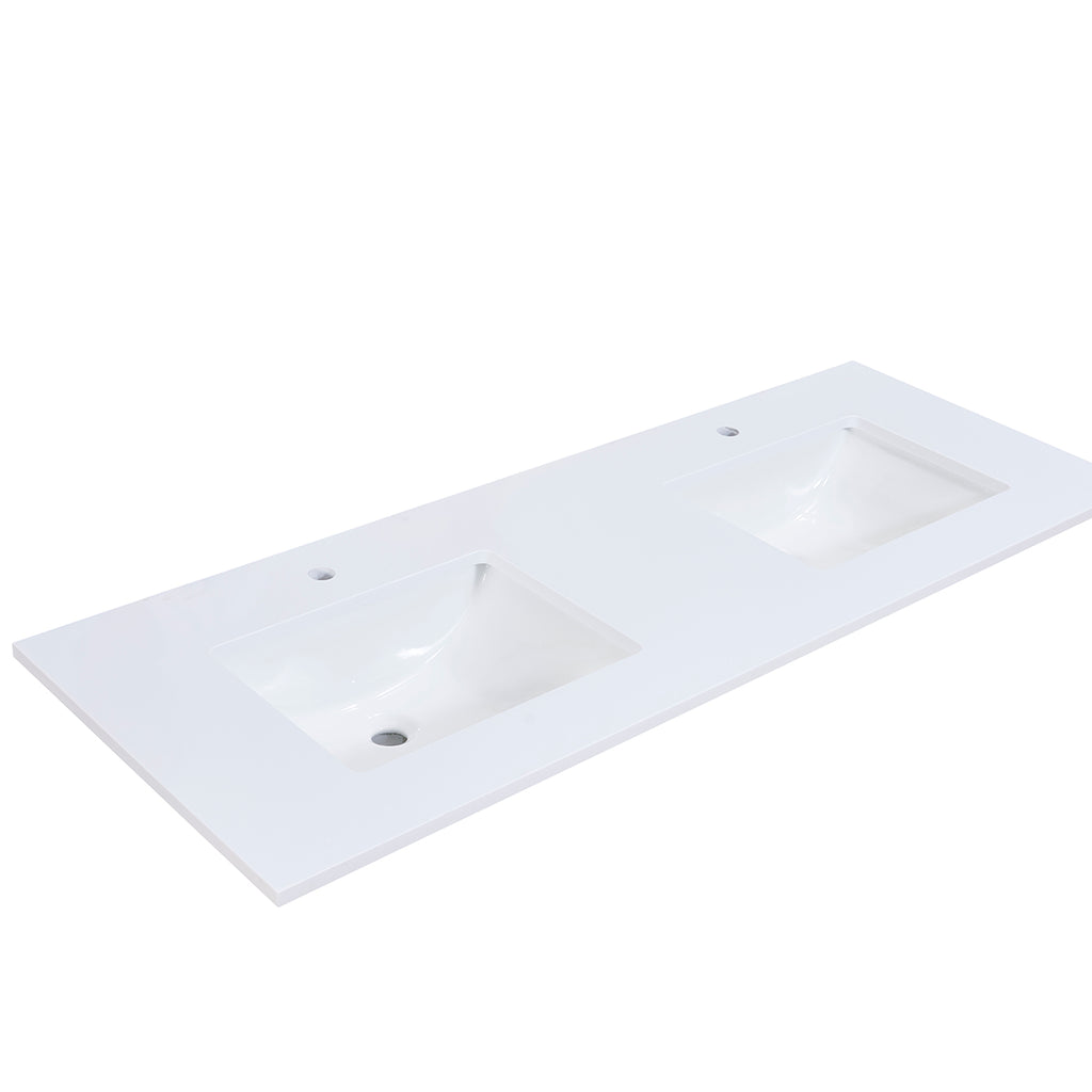 images Altair 60" Stone effects Vanity Top in Snow White with White Sink 66061-CTP-SW - Image 1