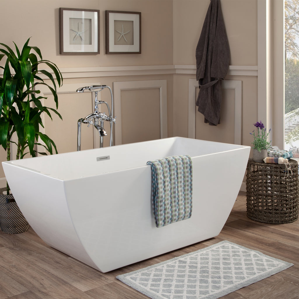 images Altair Montague 59" x 30" Freestanding Soaking Acrylic Bathtub 50959-BAT-WH-F - Image 1