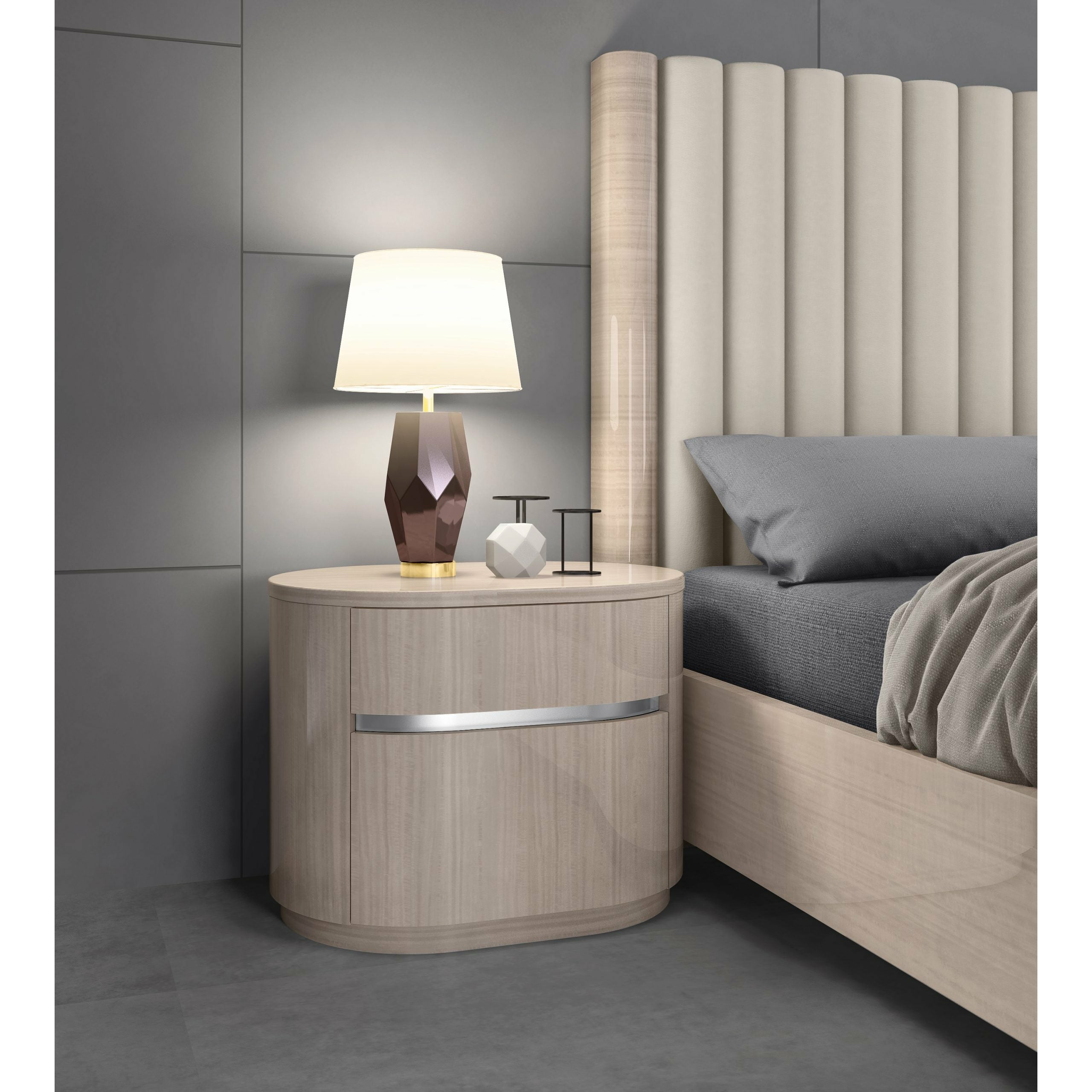 images Whiteline Modern Living - Waves Nightstand NS1753-BEI - Image 1