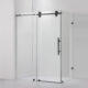 Vinnova Villena 52" W x 78" H Rectangle Single Sliding Frameless Shower Enclosure in Matt Black 312052+36P-MB