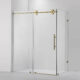 Vinnova Villena 52" W x 78" H Rectangle Single Sliding Frameless Shower Enclosure in Brushed Gold 312052+36P-BG