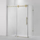 Vinnova Villena 60" W x 78" H Rectangle Single Sliding Frameless Shower Enclosure in Brushed Gold 312060+36P-BG