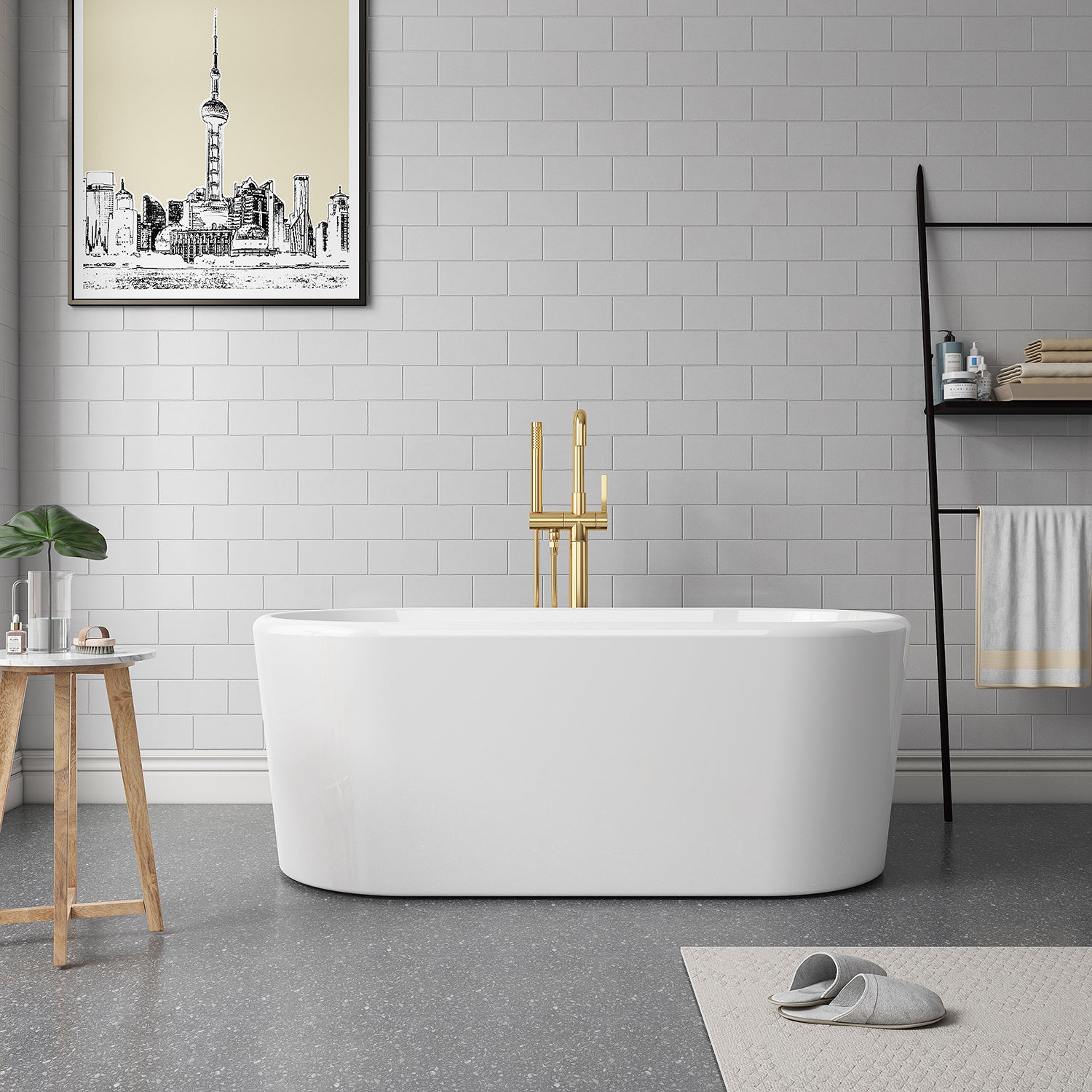 images Vinnova Caserta 59" x 27.6" Soaking Bathtub 257059-BAT-WH - Image 1