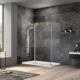 Vinnova Villena 52" W x 78" H Rectangle Single Sliding Frameless Shower Enclosure in Brushed Gold 312052+36P-BG - Image 2