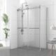 Vinnova Spezia 56" W x 76" H Rectangle Double Sliding Frameless Shower Enclosure in Brushed Nickel 301056+36P-BN - Image 2