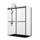Vinnova Spezia 56" W x 76" H Rectangle Double Sliding Frameless Shower Enclosure in Matt Black 301056+36P-MB