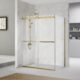 Vinnova Spezia 64" W x 76" H Rectangle Double Sliding Frameless Shower Enclosure in Brushed Gold 301064+36P-BG - Image 2