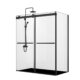 Vinnova Spezia 68" W x 76" H Rectangle Double Sliding Frameless Shower Enclosure in Matt Black 301068+36P-MB