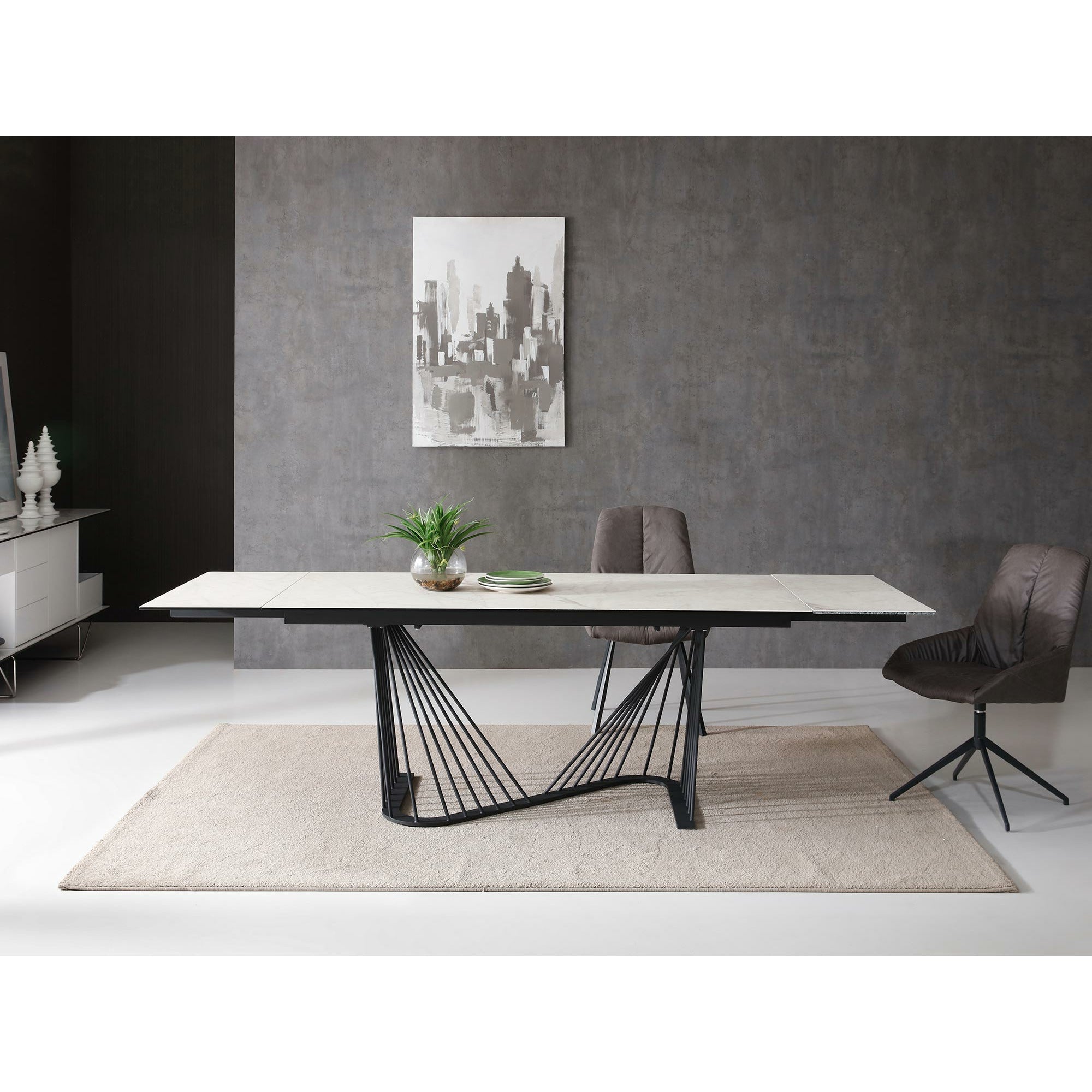 images Whiteline Modern Living - Roma Extendable Dining Table DT1633E-WHT - Image 1