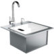 Sunstone 21" Premium Drop In Sink with Hot and Cold water Faucet & Cutting Board B-PS21 - Image 4