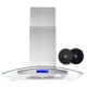 Cosmo 36"  Ductless Island Range Hood in Stainless Steel with LED Lighting and Carbon Filter Kit for Recirculating COS-668ICS900-DL