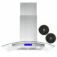 Cosmo 36"  Ductless Island Range Hood in Stainless Steel with LED Lighting and Carbon Filter Kit for Recirculating COS-668ICS900-DL - Image 3