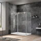 Vinnova Villena 68" W x 78" H Rectangle Single Sliding Frameless Shower Enclosure in Brushed Nickel 312068+36P-BN - Image 2