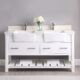 Altair Georgia 60" Double Bathroom Vanity Set in White and Composite Carrara White Stone Top with White Farmhouse Basin with Mirror  537060-WH-AW - Image 6