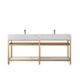 Vinnova Bilbao 72" Vanity with Brushed-gold stainless steel bracket match with Snow mountain-white stone Countertop With Mirror  701172-BG-SMB - Image 9