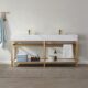 Vinnova Bilbao 72" Vanity with Brushed-gold stainless steel bracket match with Snow mountain-white stone Countertop With Mirror  701172-BG-SMB - Image 11