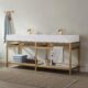 Vinnova Bilbao 72" Vanity with Brushed-gold stainless steel bracket match with Snow mountain-white stone Countertop With Mirror  701172-BG-SMB - Image 12