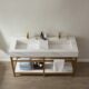 Vinnova Bilbao 72" Vanity with Brushed-gold stainless steel bracket match with Snow mountain-white stone Countertop With Mirror  701172-BG-SMB - Image 13