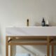 Vinnova Bilbao 72" Vanity with Brushed-gold stainless steel bracket match with Snow mountain-white stone Countertop With Mirror  701172-BG-SMB - Image 16