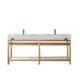 Vinnova Bilbao 72" Vanity with Brushed-gold stainless steel bracket match with Snow mountain-white stone Countertop With Mirror  701172-BG-SMB - Image 18