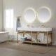 Vinnova Bilbao 72" Vanity with Brushed-gold stainless steel bracket match with Snow mountain-white stone Countertop With Mirror  701172-BG-SMB - Image 3
