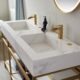 Vinnova Bilbao 72" Vanity with Brushed-gold stainless steel bracket match with Snow mountain-white stone Countertop With Mirror  701172-BG-SMB - Image 5