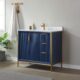 Vinnova Granada 36" Vanity in Royal Blue with White Composite Grain Stone Countertop With Mirror  736036-RB-GW - Image 8