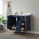 Vinnova Granada 36" Vanity in Royal Blue with White Composite Grain Stone Countertop With Mirror  736036-RB-GW - Image 9