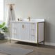 Vinnova Granada 48" Vanity in White with White Composite Grain Stone Countertop With Mirror  736048-WH-GW - Image 11